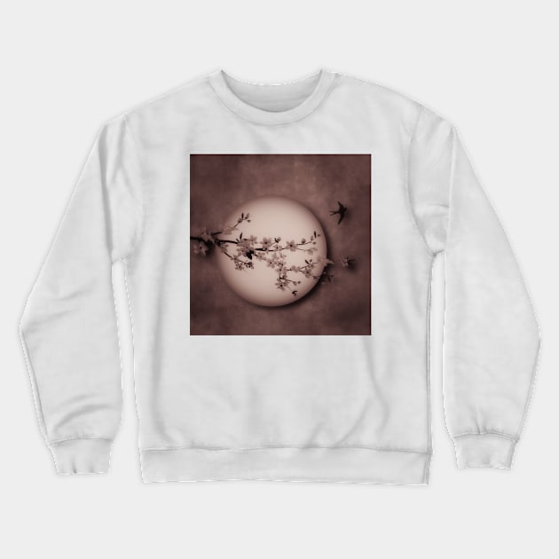 Cherry Blossom Moon In Copper Tone Crewneck Sweatshirt by JimDeFazioPhotography